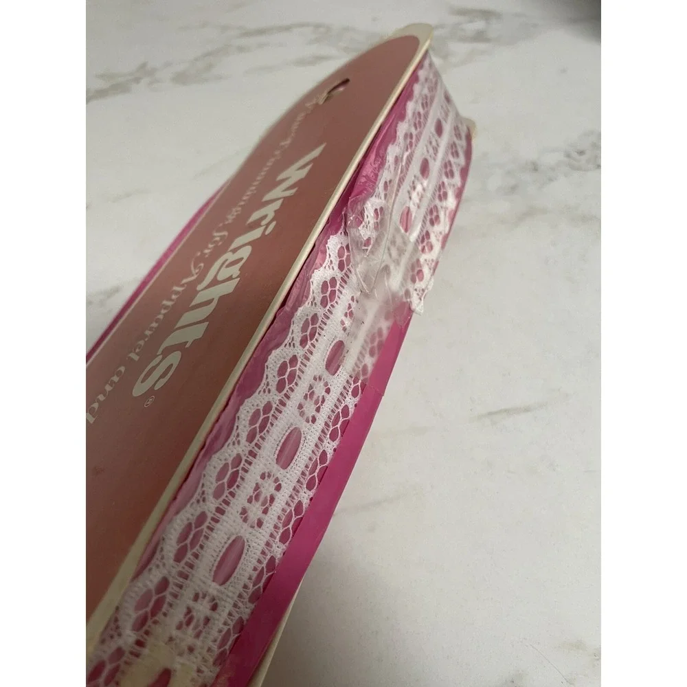 Vintage NOS Wrights‎ Lace White Polyester 1.25